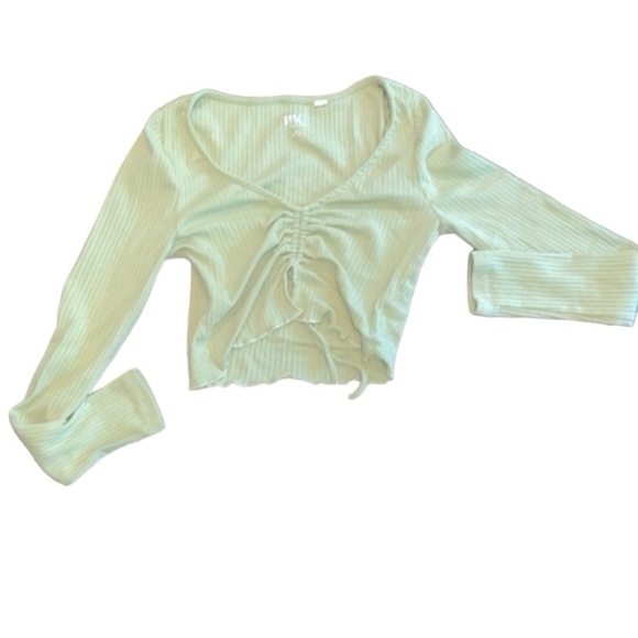 Pacsun lime green crop top boho cinched size xsmall - Picture 2 of 6